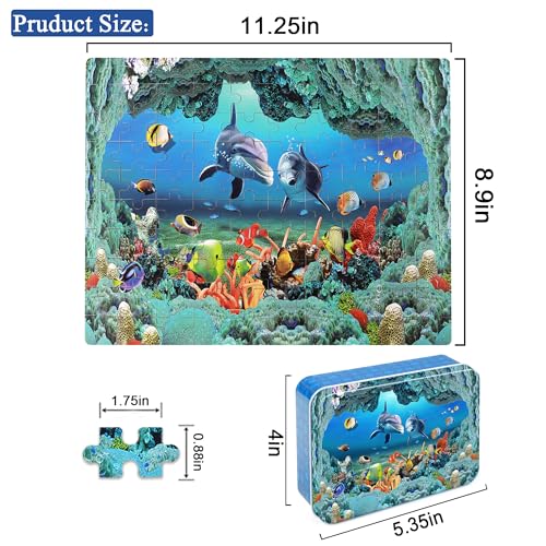 LELEMON Underwater World Puzzles for Kids Ages 48100 Piece Ocean Dolphins Fishes Jigsaw Puzzle for ChildrenLearning Educational Toys for Boys and Girls - Image 5