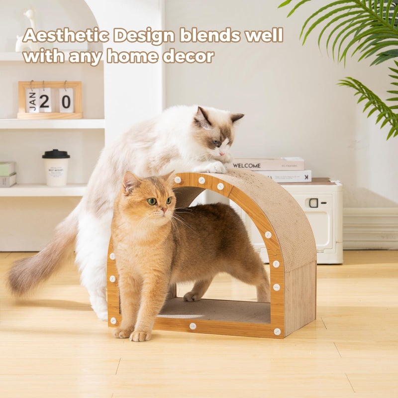Avont Cardboard Cat Scratcher House, Kitten Scratching Tunnel Board, Modern Scratch Pad for Indoor Cats, Durable Corrugated Cardboard Scratcher for Kitty - Image 2