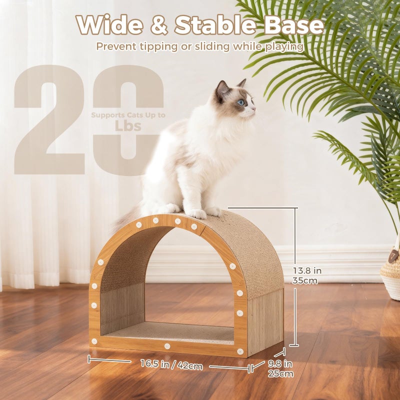 Avont Cardboard Cat Scratcher House, Kitten Scratching Tunnel Board, Modern Scratch Pad for Indoor Cats, Durable Corrugated Cardboard Scratcher for Kitty - Image 5