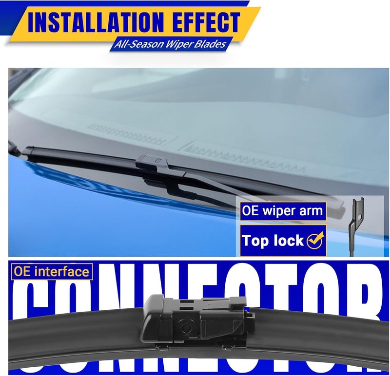 Rooppa 3 wipers Replacement for 2015-2020 jeep renegade, Windshield Wiper Blades Original Equipment Replacement - 22/20/11 (Set of 3) Top Lock - Image 3