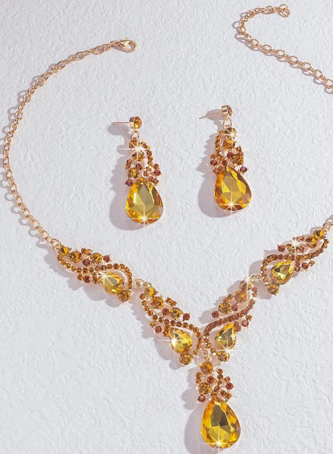 Take Two 2-Piece Rhinestone Drop Embellished Necklace and Earrings Jewelry Set - Image 3