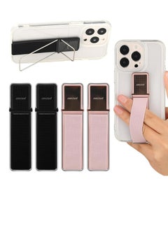 4 Pieces Phone Grip Strap Telescopic Phone Kickstand Elastic Finger Holer Hand Strap Adhesive Loop for Phone Grip with Stand Fit Most Smartphones