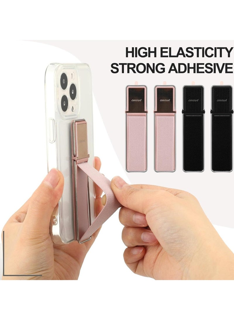 Oasisgalore - 4 Pieces Phone Grip Strap Telescopic Phone Kickstand Elastic Finger Holer Hand Strap Adhesive Loop for Phone Grip with Stand Fit Most Smartphones - Image 1