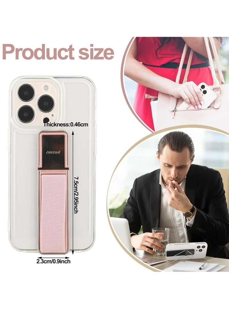 Oasisgalore - 4 Pieces Phone Grip Strap Telescopic Phone Kickstand Elastic Finger Holer Hand Strap Adhesive Loop for Phone Grip with Stand Fit Most Smartphones - Image 1