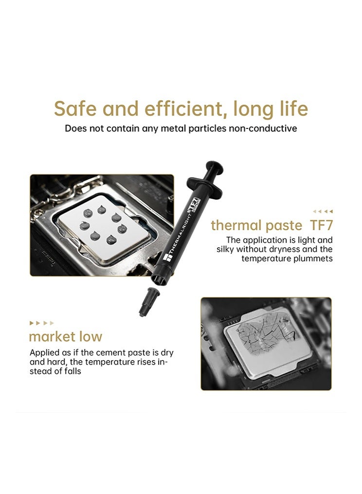 ثيرمالرايت 2 حزمة TF7 مادة حرارية لوحدة المعالجة المركزية الفضية (2g*2)، مادة مركبة حرارية عالية الأداء، مادة مغسولة للحرارة، شحم حراري منخفض المقاومة للحرارة لوحدة المعالجة المركزية/PS4/PS5/PC/GPU المبردات - Image 3