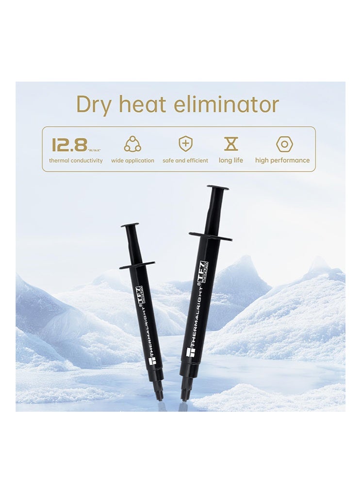 ثيرمالرايت 2 حزمة TF7 مادة حرارية لوحدة المعالجة المركزية الفضية (2g*2)، مادة مركبة حرارية عالية الأداء، مادة مغسولة للحرارة، شحم حراري منخفض المقاومة للحرارة لوحدة المعالجة المركزية/PS4/PS5/PC/GPU المبردات - Image 2