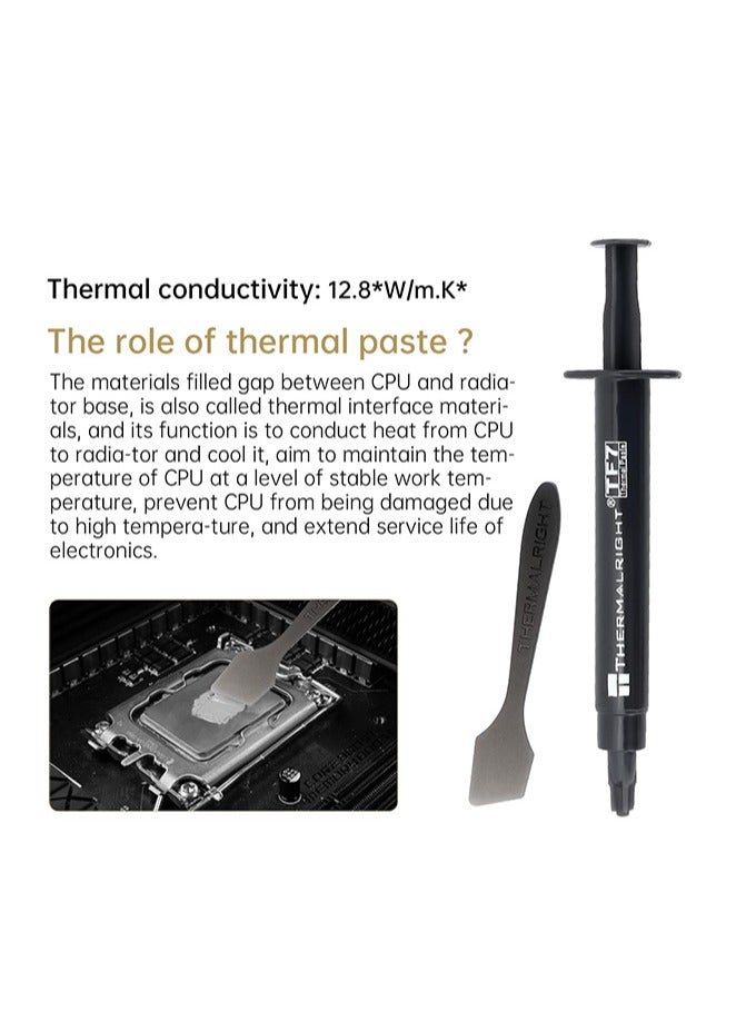 ثيرمالرايت 2 حزمة TF7 مادة حرارية لوحدة المعالجة المركزية الفضية (2g*2)، مادة مركبة حرارية عالية الأداء، مادة مغسولة للحرارة، شحم حراري منخفض المقاومة للحرارة لوحدة المعالجة المركزية/PS4/PS5/PC/GPU المبردات - Image 4