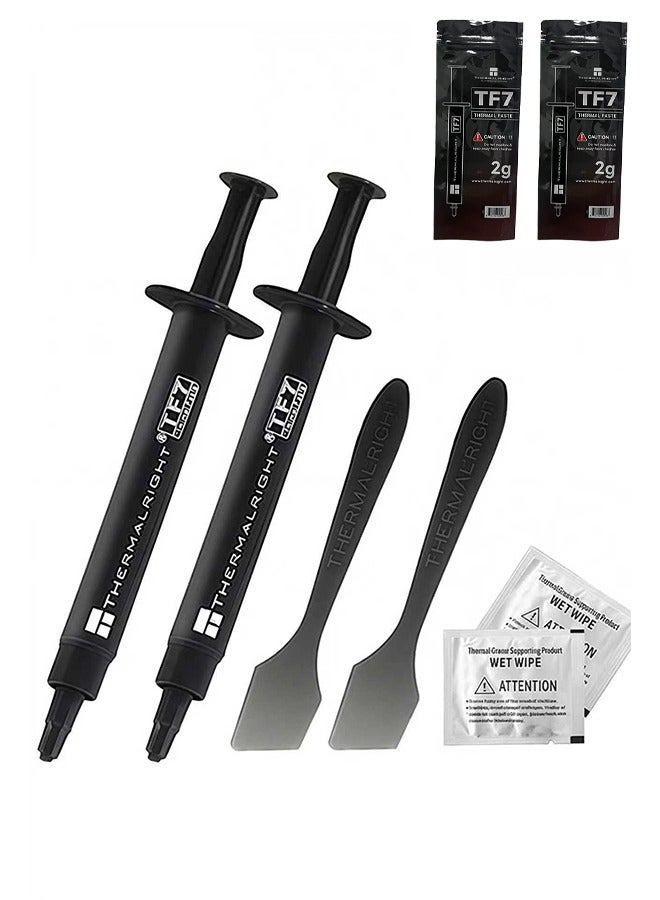 ثيرمالرايت 2 حزمة TF7 مادة حرارية لوحدة المعالجة المركزية الفضية (2g*2)، مادة مركبة حرارية عالية الأداء، مادة مغسولة للحرارة، شحم حراري منخفض المقاومة للحرارة لوحدة المعالجة المركزية/PS4/PS5/PC/GPU المبردات - Image 1