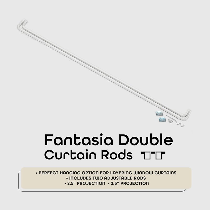 Achim Fantasia 48-86 Inch Adjustable Width Double Curtain Rod for Windows with Brackets & Hardware - Easy to Install - Image 2