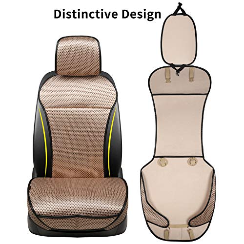 Auto Newer Luxury Breathable Car Seat Cover Fit Four Seasons, Universal Front of Car Seat Cushions, Bottom Seat Covers of Full Wrapped Edge,Universal Fit for 95% Cars,SUV,Pickup(Beige，2PCS) - Image 4