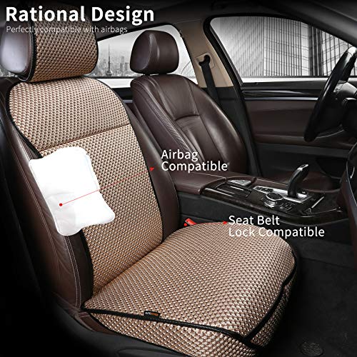 Auto Newer Luxury Breathable Car Seat Cover Fit Four Seasons, Universal Front of Car Seat Cushions, Bottom Seat Covers of Full Wrapped Edge,Universal Fit for 95% Cars,SUV,Pickup(Beige，2PCS) - Image 5