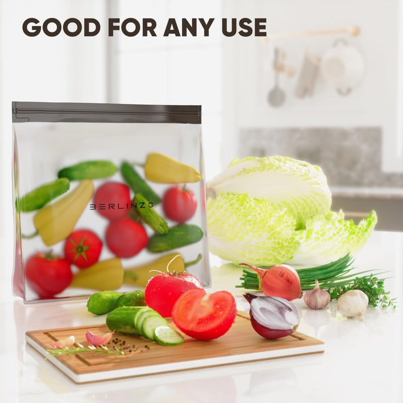 BERLINZO Large Reusable Ice Storage Bag - Freezer Safe Leak Proof Silicone and Plastic-Free Lunch Bag for Ice and Food Storage - BPA-Free XL Size - Image 4