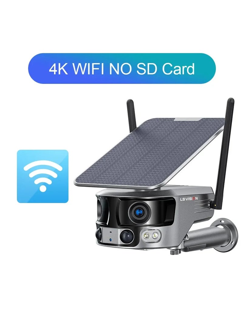LS Vision LS VISION 4K 180° Ultra Wide View Angle 4G Solar Security Camera Outdoor WIFI 4X Zoom Dual Lens PIR Human Detection CCTV Camera  - Image 1