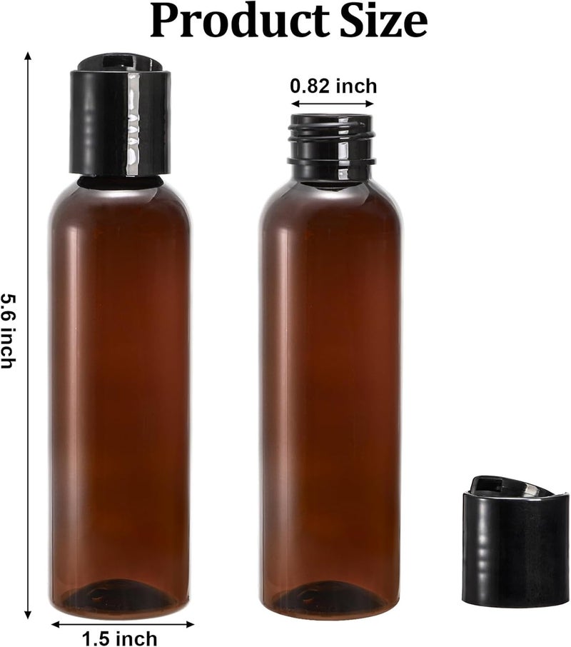 Bekith 30 Pack 4oz Plastic Squeeze Bottles with Disc Top Flip Cap, Empty Amber BPA-Free Refillable Containers For Shampoo, Lotions, Liquid Body Soap, Creams - Image 2