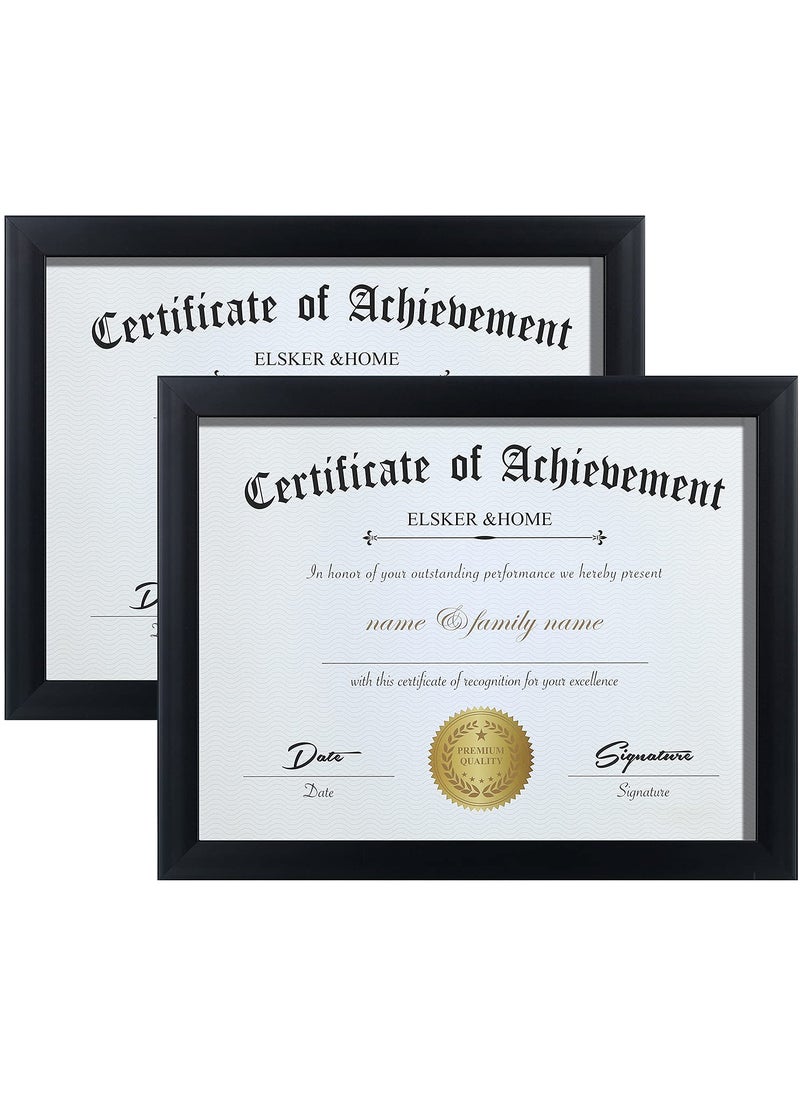 ELSKER&HOME ELSKERHOME 85x11 Certificate Frame  Classic Black Color Frame  DocumentCertificate  Displays Diploma 85x11 Inch  For DocumentPhoto2 Pack 