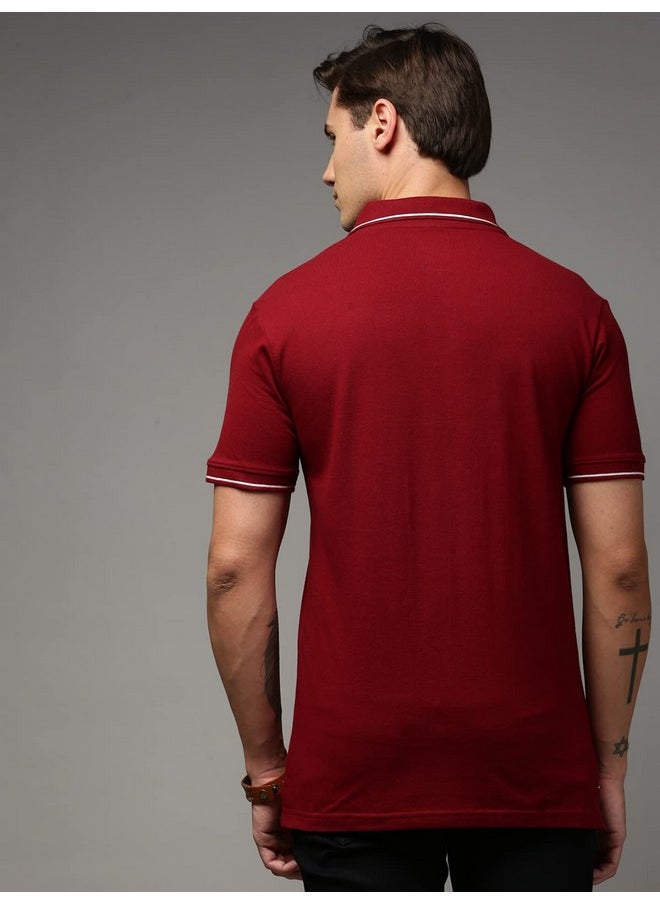 ONN - ONN UK Classic Men's Maroon Premium Combed Cotton Polo Collar Half Sleeves Solid T-Shirt | Polo T-Shirt with Face Mask (Size : Medium) - Image 1