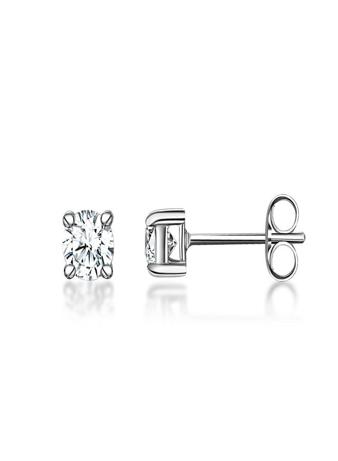 MDFUN Moissanite Stud Earrings, 316L Stainless Steel 4 Prong Round Synthetic Stud Earring Hypoallergenic Jewelry for Women Men (6mm) - Image 1