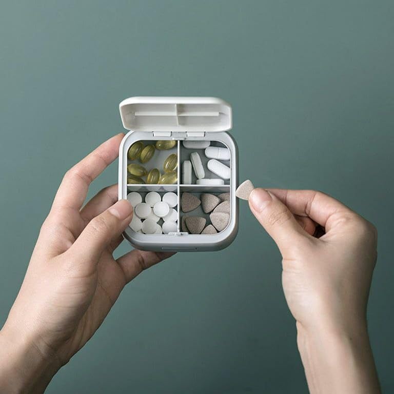 Ameedarshan Waterproof Portable Daily Small Pill Case for Purses Pocket Compact Travel Medicine Holder for Vitamins,Fish Oils, Supplements, Medication (Green) - Image 2
