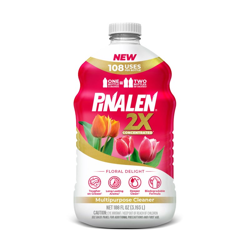 PINALEN منظف متعدد الاستخدامات بتركيز عطر PINALEN 2X ماكس - رائحة الزهور - 108 أونصة سائلة - منظف لجميع الأغراض للمطبخ والحمام والأرضيات والهواء الطلق - Image 1