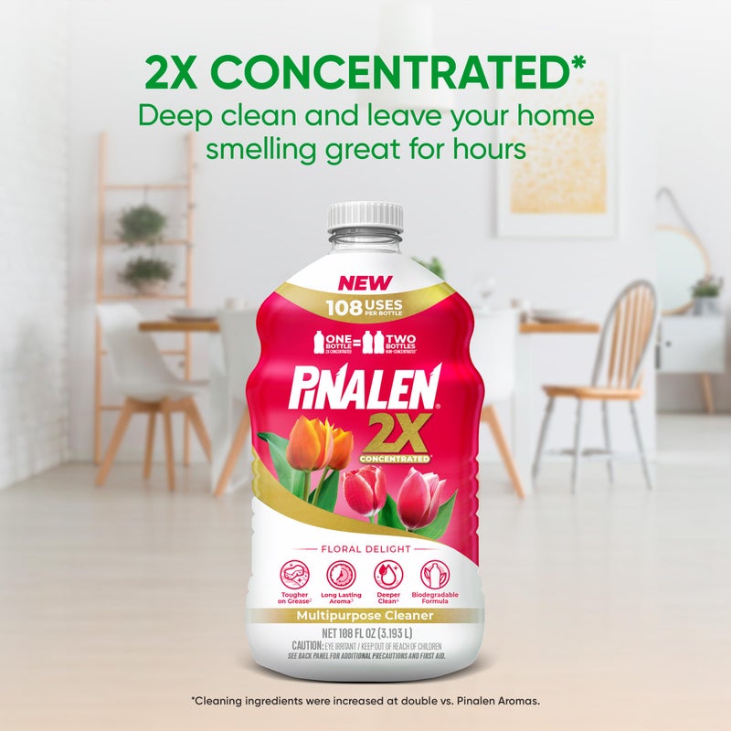 PINALEN منظف متعدد الاستخدامات بتركيز عطر PINALEN 2X ماكس - رائحة الزهور - 108 أونصة سائلة - منظف لجميع الأغراض للمطبخ والحمام والأرضيات والهواء الطلق - Image 2
