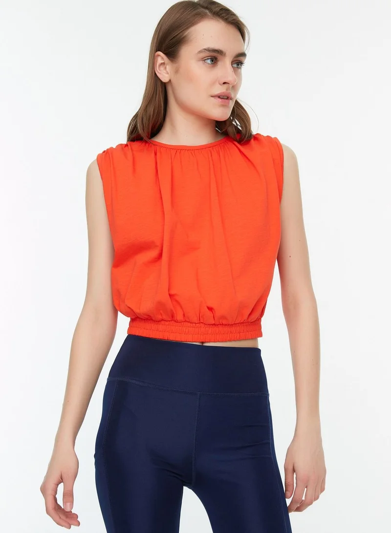trendyol Roll Sleeve Crop Top