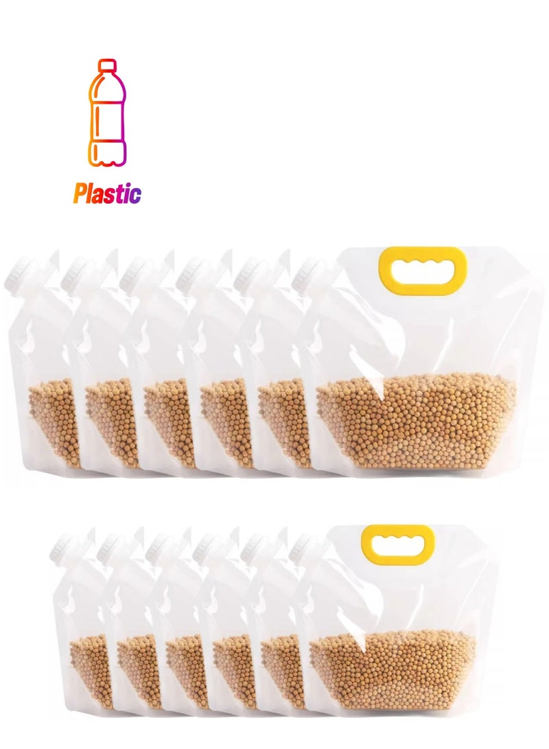 Teuuea 12 Pieces Large Multigrain Storage Bags, Washable Reusable Stand up Grain Container, Fresh-keeping Moisture-proof Sealed Bag, Large Hole Pour Storage Pouches for Food Grain Beans Liquid Storage  - Image 1