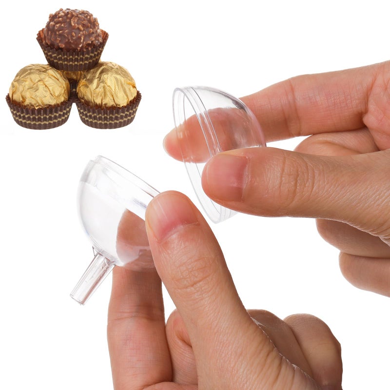Hedume 100 Pcs Clear Chocolate Box Holder, Plastic Round Chocolate Candy Wrapper Holder, Chocolate Ball Bouquet Holder, Candy Packaging Case for Birthday Wedding Party Decor - Image 2