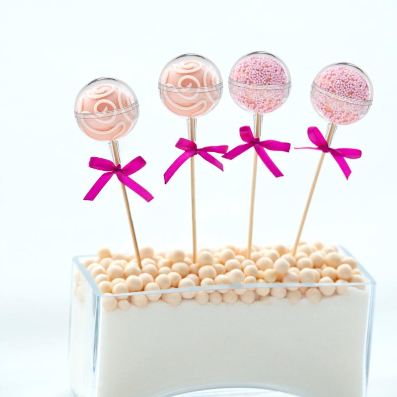 Hedume 100 Pcs Clear Chocolate Box Holder, Plastic Round Chocolate Candy Wrapper Holder, Chocolate Ball Bouquet Holder, Candy Packaging Case for Birthday Wedding Party Decor - Image 4