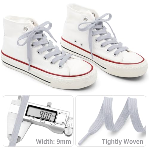 DELELE Solid Flat Shoe Laces: Hollow Thick Gray Shoelaces for Sneakers 2 Pair 55 inch - Image 3