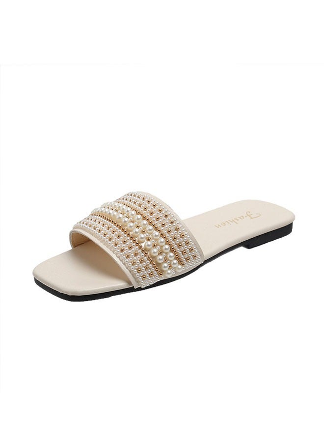 Fashion Women's Slippers Flat Pearl  Flip-flops  - Image 1