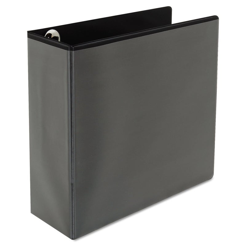 Universal UNV30753 4 in Capacity 11 in x 85 in 3 Rings Deluxe EasytoOpen DRing View Binder Black
