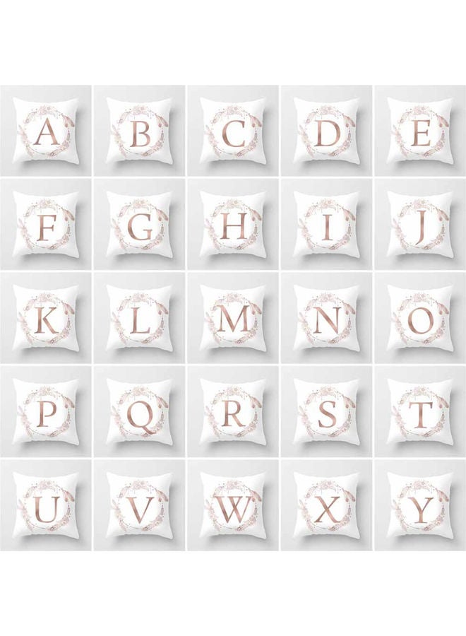 NIBEMINENT Flower Floral Letter K Printe Throw Pillow Case Cushion Cover White/Pink 45x45cm - Image 2