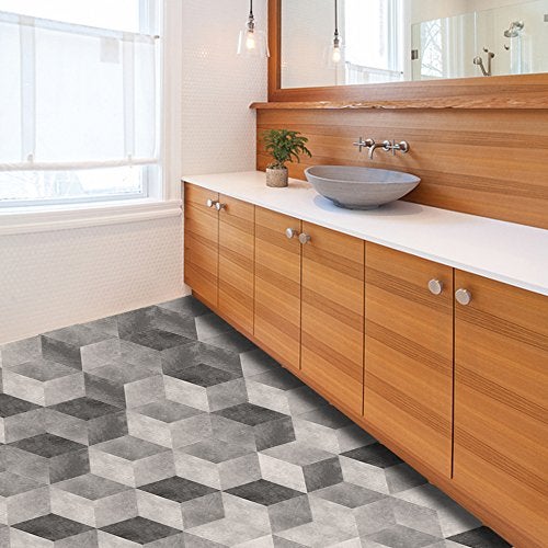 Alwayspon 10 Pcs Hexagon Non-Slip Vinyl Floor Sticker for Home Decor, Peel and Stick Self-Adhesive Wallpaper Sticker for Living Room Kitchen Bathroom, 7.9x9.1inch, 074 - Image 3