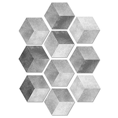 Alwayspon 10 Pcs Hexagon Non-Slip Vinyl Floor Sticker for Home Decor, Peel and Stick Self-Adhesive Wallpaper Sticker for Living Room Kitchen Bathroom, 7.9x9.1inch, 074 - Image 1