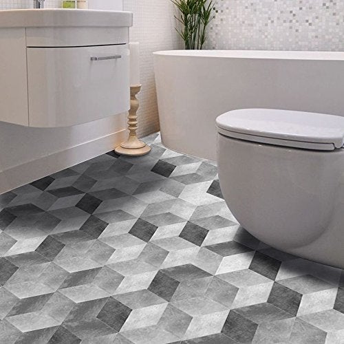 Alwayspon 10 Pcs Hexagon Non-Slip Vinyl Floor Sticker for Home Decor, Peel and Stick Self-Adhesive Wallpaper Sticker for Living Room Kitchen Bathroom, 7.9x9.1inch, 074 - Image 4