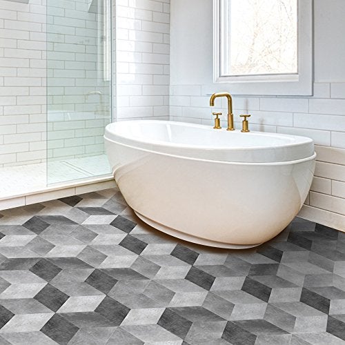 Alwayspon 10 Pcs Hexagon Non-Slip Vinyl Floor Sticker for Home Decor, Peel and Stick Self-Adhesive Wallpaper Sticker for Living Room Kitchen Bathroom, 7.9x9.1inch, 074 - Image 2