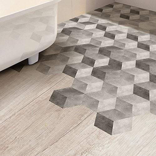 Alwayspon 10 Pcs Hexagon Non-Slip Vinyl Floor Sticker for Home Decor, Peel and Stick Self-Adhesive Wallpaper Sticker for Living Room Kitchen Bathroom, 7.9x9.1inch, 074 - Image 5