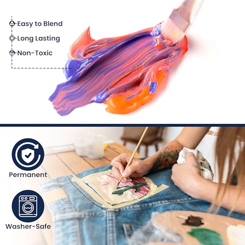 BLUEBIRD 12-Pack Fabric Paint, 3.4 Fl Oz each, Permanent Fabric Paints for Clothes - Image 2