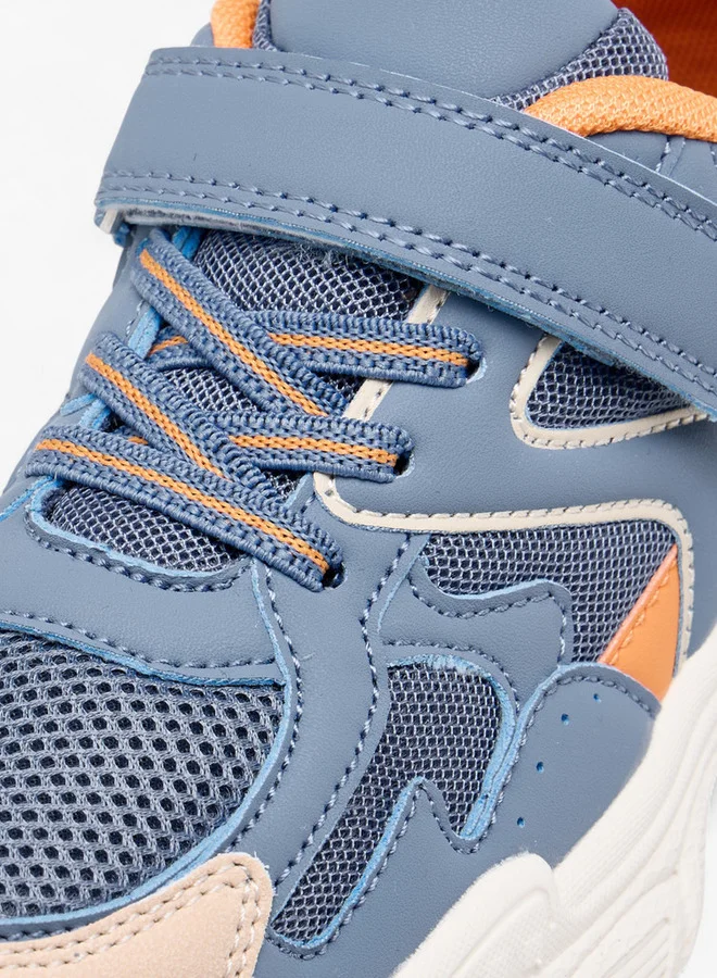 Mister Duchini Boys Panelled Sneakers with Hook and Loop Closure
