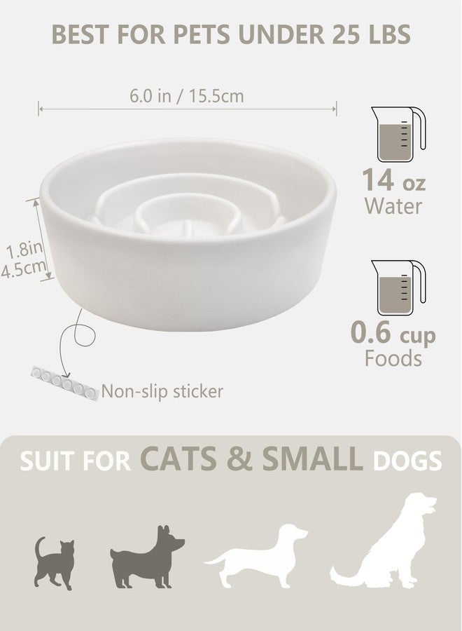 MOPANG Ceramic Slow Feeder Dog Bowls, 0.6 Cup Slow Feeder for Small Dogs and Cats, Puzzle Maze Bowl, Prevents Choking, 6in, White - Image 5