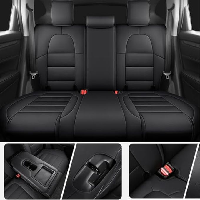 HKZ Fit Crv Car Seat Covers Full Set For Honda Cr-V 2017 2018 2019 2020 2021 2022 Touring,Ex,Sport,Se&Ex-L Leather (Black) - Image 2