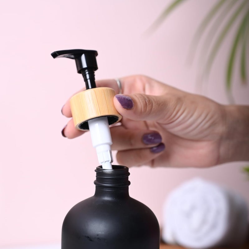 MARKET 99 Market99 Ceramic White and Black Soap Dispenser (Set of 2) | Liquid Shower Gel Pump Bottle with Cylindrical Shape and Glossy Finish | Luxury Bathroom Accessories for Home and Office - Image 5