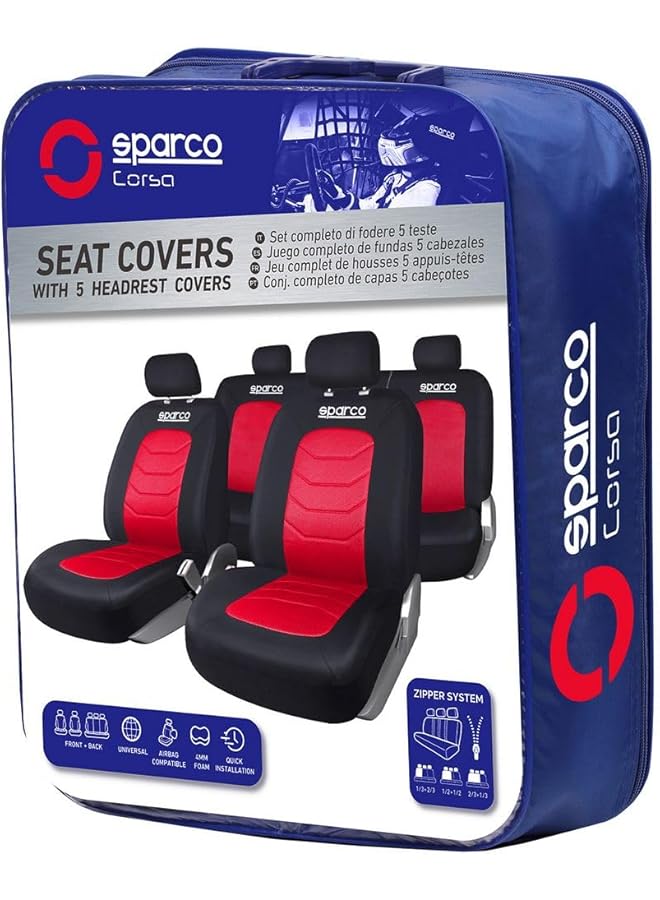 سباركو طقم غطاء مقعد من البوليستر والشبكة - أحمر [Spc1019Rs] - Image 3