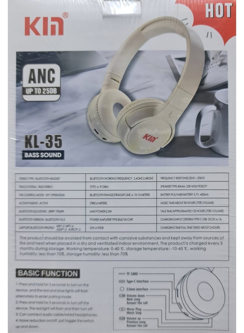 كين سماعات KIN KL-35 اللاسلكية بخاصية عزل الضوضاء النشط (Sound Form Isolate) وتقنية البلوتوث، تتميز بمدة تشغيل تصل إلى 30 ساعة، وصوت جهير (Bass) قوي، ووسائد أذن مريحة (Sound CloudCushion)؛ مثالية للاستخدام أثناء السفر أو في المنزل. - Image 2