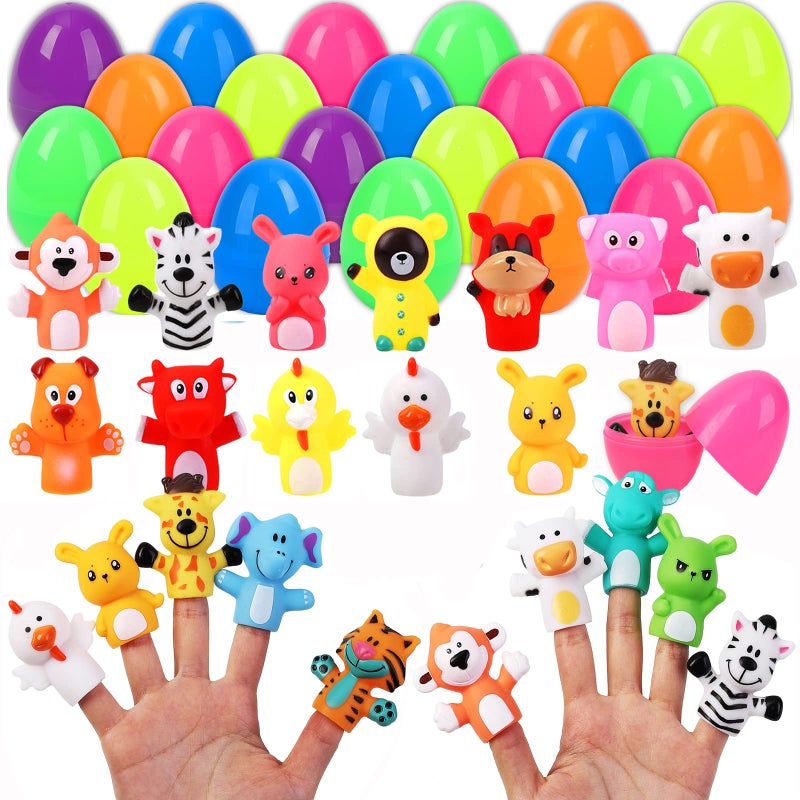 Lumiparty 18pcs Easter Eggs PreFilled with Animal Finger Puppets for Easter Party Favors Easter Basket Stuffers Easter Egg Fillers Easter Eggs Hunt Classroom Prize Supplies - Image 3