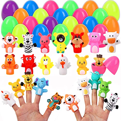 Lumiparty 18pcs Easter Eggs PreFilled with Animal Finger Puppets for Easter Party Favors Easter Basket Stuffers Easter Egg Fillers Easter Eggs Hunt Classroom Prize Supplies - Image 1