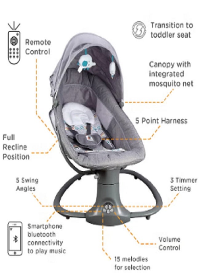3-In-1 Multi-Functional Baby Bassinet Swings With Remote Control And 5 Adjustable Speeds, Upto 36 Months, Grey - pzsku/ZDC577331102105239012Z/45/_/1730474942/ff2d1719-7020-43a9-a15e-ab10f875cba5