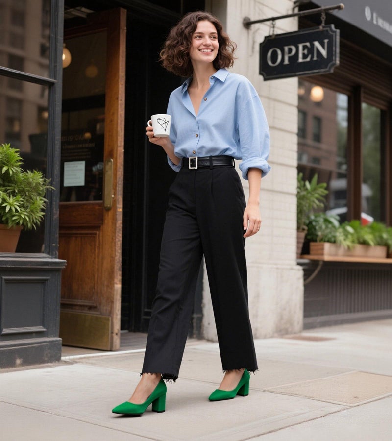 JOY IN LOVE Pumps for Women Chunky Heels Comfortable Block Heel Work Dress Pump Shoes Green Suede 9.5US - Image 3