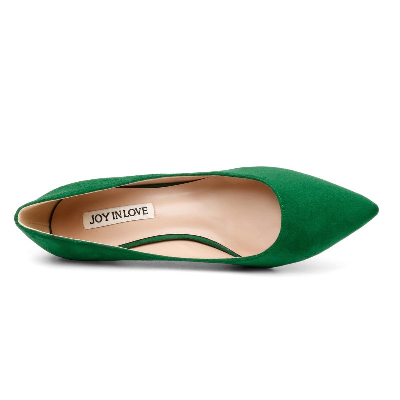 JOY IN LOVE Pumps for Women Chunky Heels Comfortable Block Heel Work Dress Pump Shoes Green Suede 9.5US - Image 4