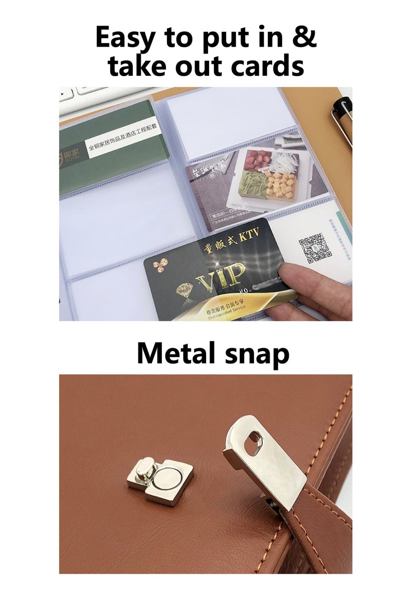 YooA Deluxe Professional Business Card Holder | Card Organizer | Premium Leather Card Case for Men & Women, Slim Design with Magnetic Closure, Holds up to 150 Business Cards, Credit Cards Booklet (Brown)  - Image 3